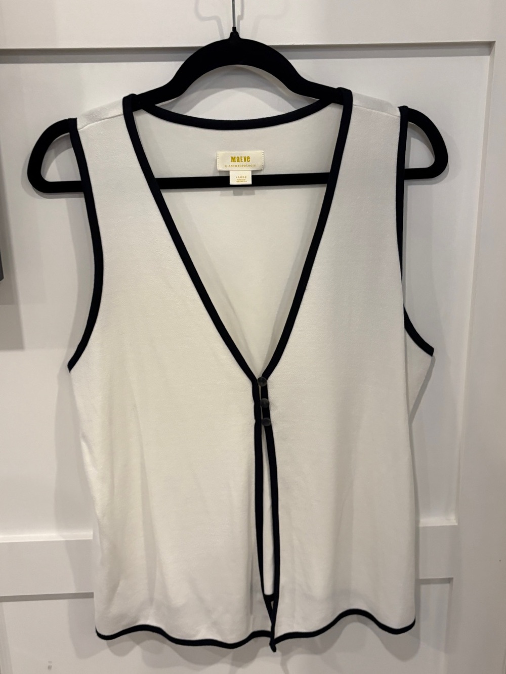 Maeve White Tank with Black Contrast Trim